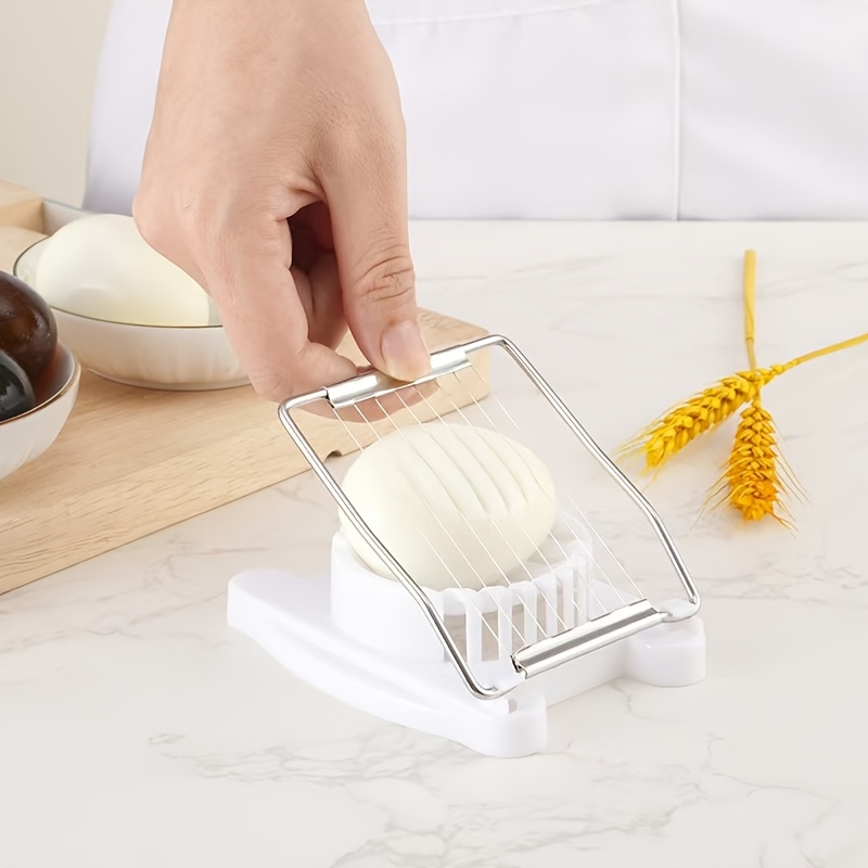 1 Rebanador de huevos - Cortador de alambre de acero inoxidable, apto para cocinas y restaurantes - Fácil de usar para rebanar huevos, frutas y verduras, accesorio de cocina