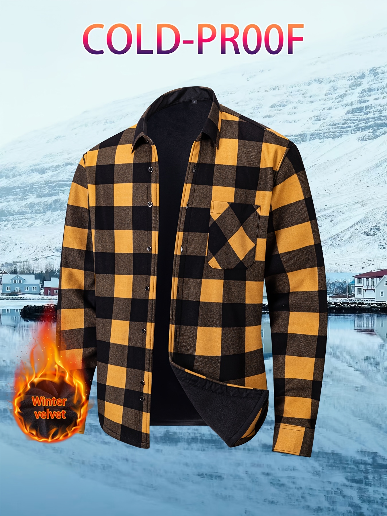 mens new lined thickened classic   outdoor sports button up cardigan