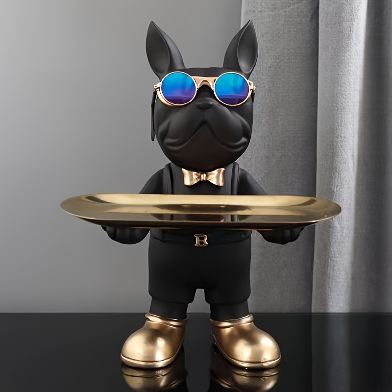 Image of 1pc Resin Cool French Bulldog Standing Single Pallet Bulldog Crafts, Animal Statue, Living Room, Bedroom, Dining Room, Modern Home Decor, Room Decor Desktop Display Ornament