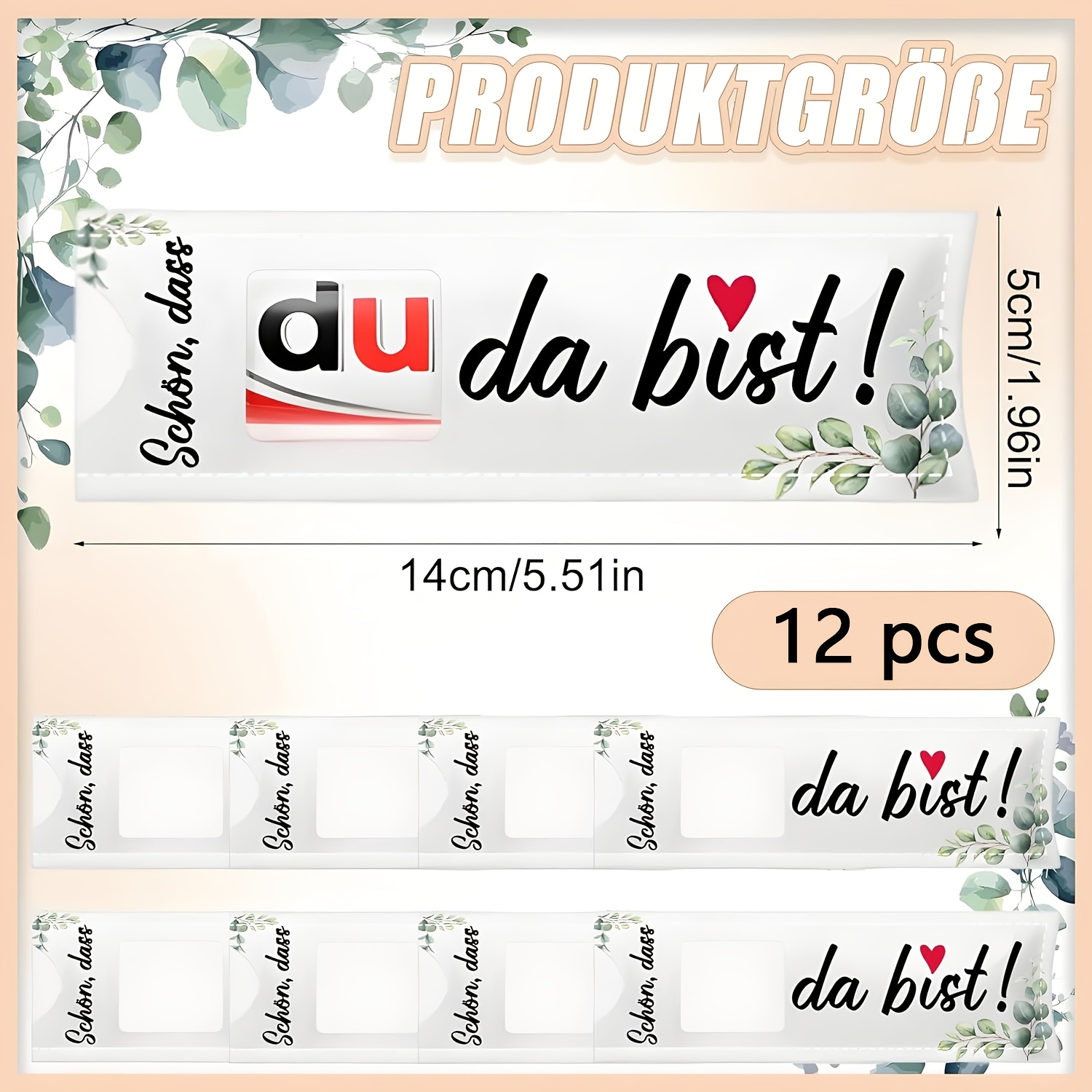 E-shop Geschenk für Sie/Ihn 12-teilige Filz-Geschenkbox, bedruckt mit dem deutschen "Schön, dass du da bist!" Party-Geschenkbox-Verpackung,
