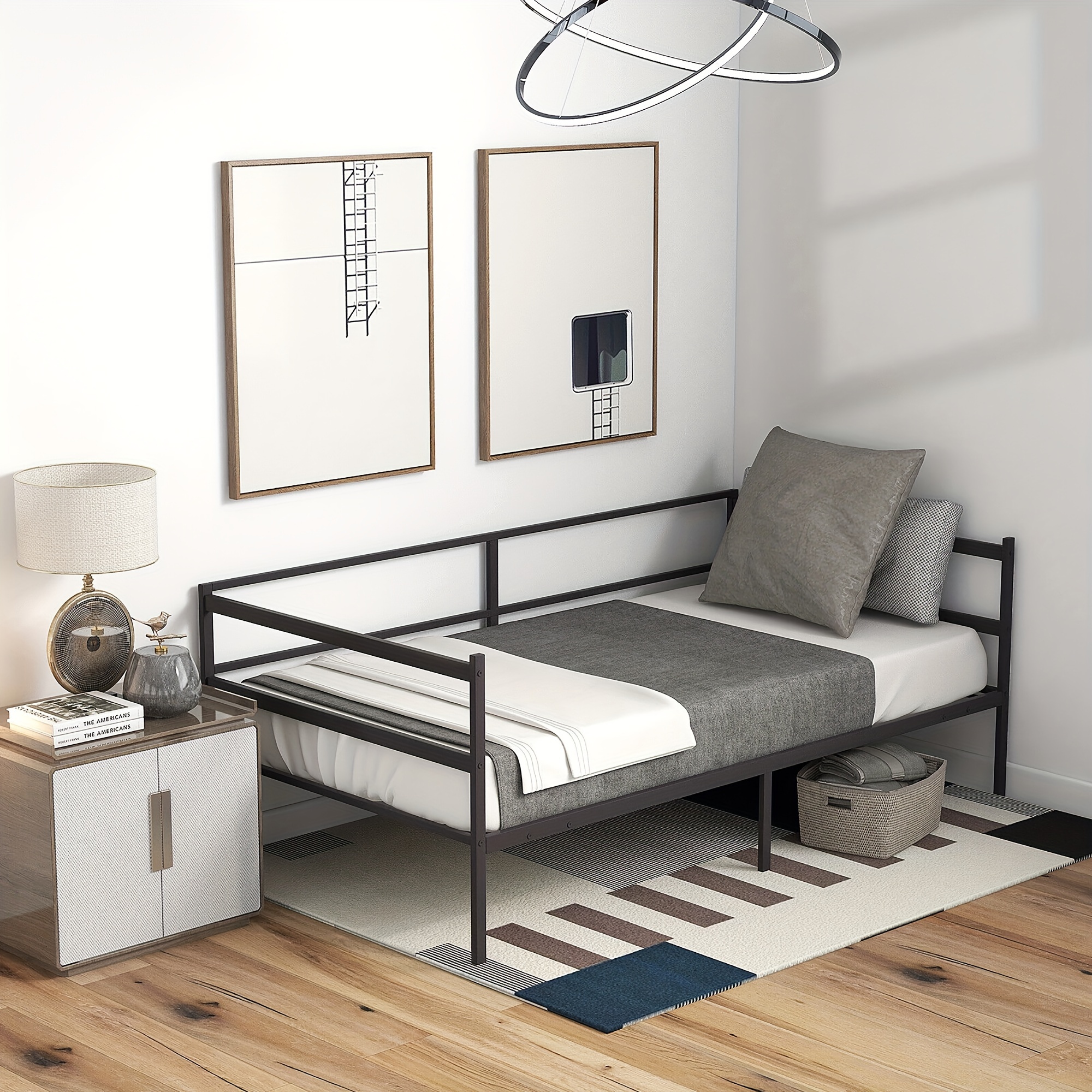 

Twin Metal Daybed Frame Dual-use Platform Sofa Bed, For Living Room Bedroom