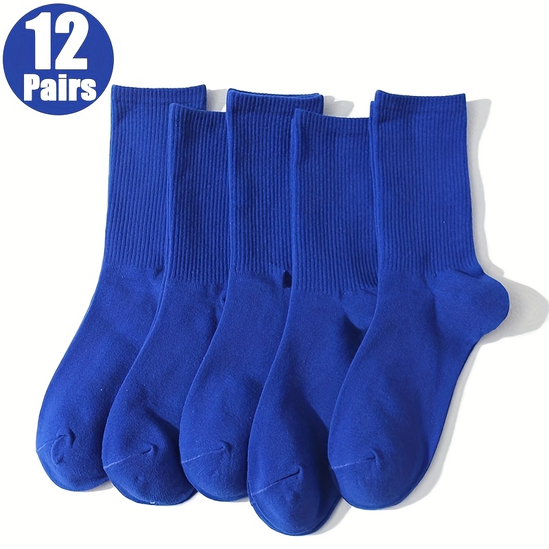 TEMU 12 de Calcetines Unisex Mid-Calf Azul Klein Macaron Transpirables y Absorbentes para Otoño/Invierno, Ideales para Zapatillas y Zapatos Casuales