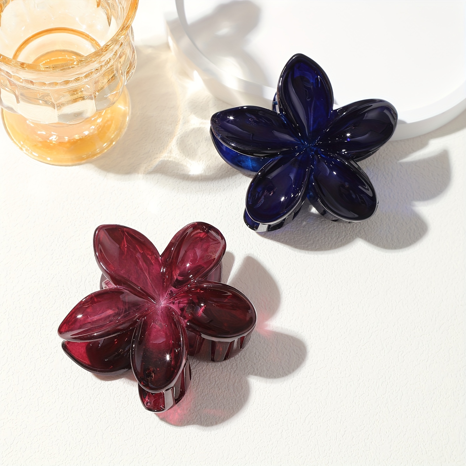 

2pcs Set Elegant Minimalist Floral Hair , Marble Pattern Plastic Hair Clips, Chic Shark Clips For Styling, Hair Accessories For Teens And Adults, Ideal For Casual And Vacation