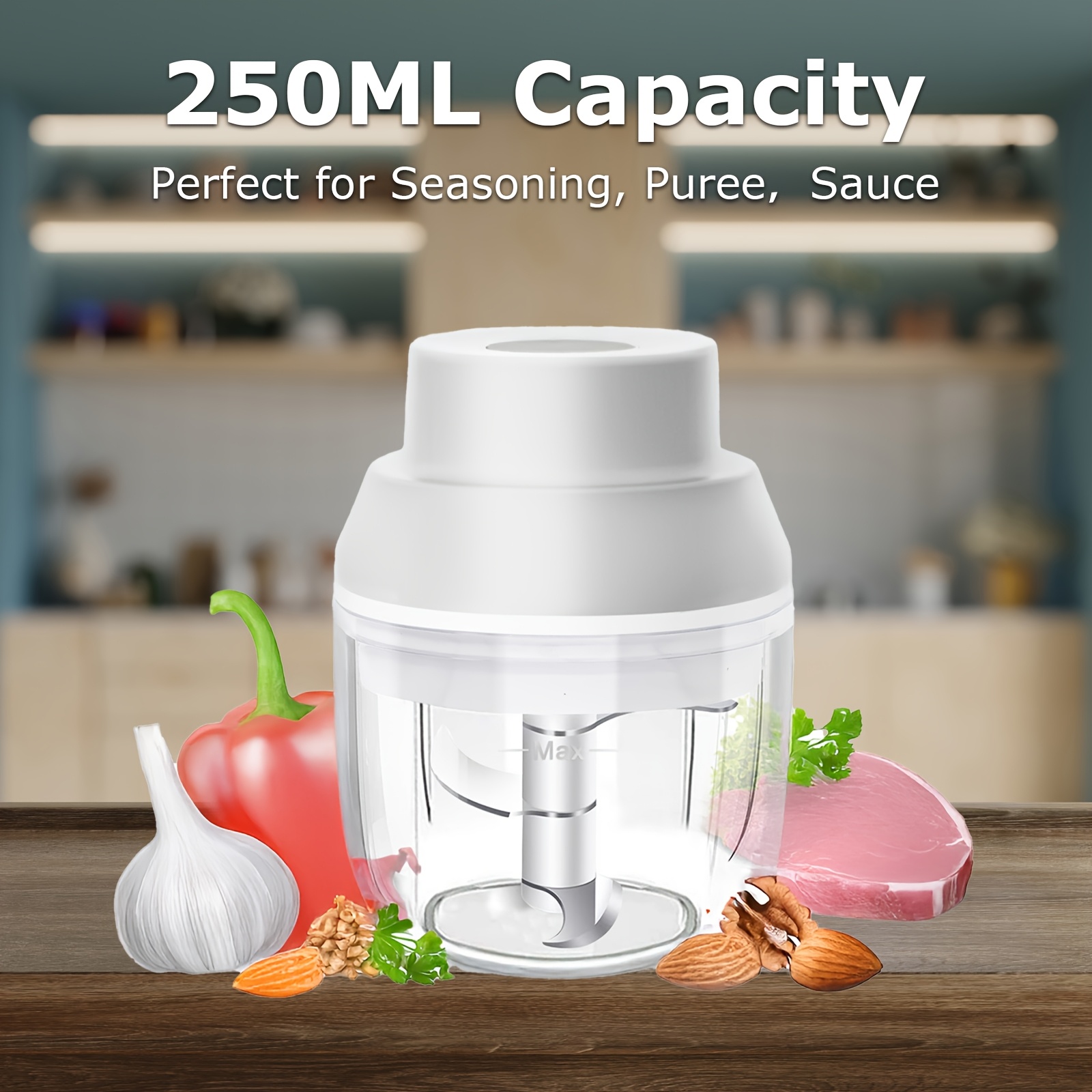 electric vegetable chopper mini food processor 1 cup meat grinder small food chopper with 3 stainless blades 45 watts for garlic onion pepper dicing mincing and puree portable and compact size suitable for outdoor camping and rv travel Product details 0