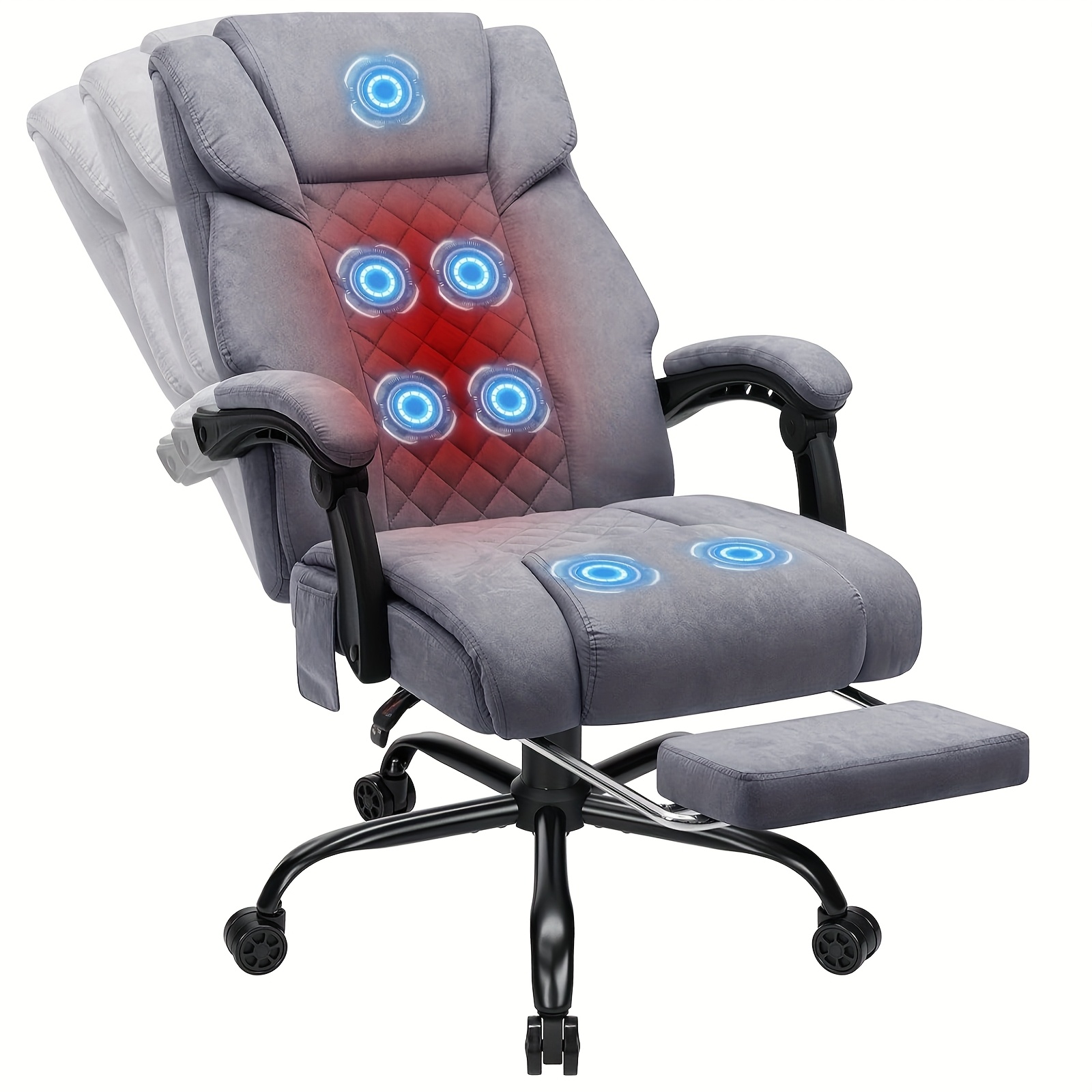 executive vibrating massage/office chair with footrest Heated Massage Office Chair with 6 Points Vibration, Reclining Ergonomic Desk  Chair with Footrest for Extra Comfort, PU Leather High Back Executive  Computer Chair, Thick Padded Massage Chair main image 1