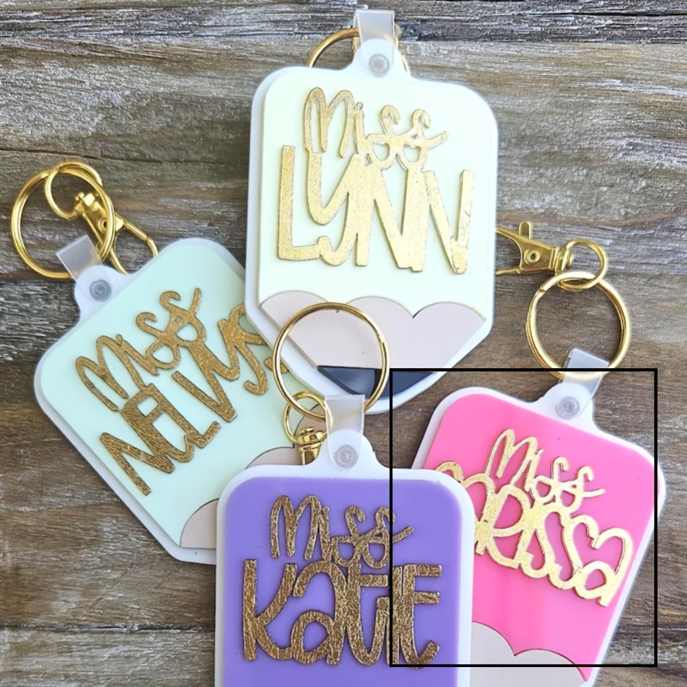 TEMU Acrylic Custom Name Pencil Shape Keychain, Personalized Back-to- Custom Name Student Backpack Decoration Nameplate, Personalized Name Keychain