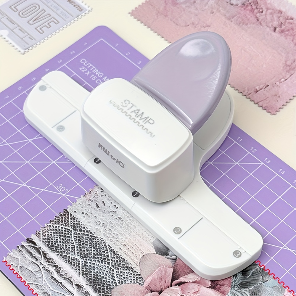 Image of 1pc, Embossing Machine, Embossing Of Paper Edges, Built-in Paper Chip Storage, Humanized Design, Bottom Anti Slip Design, Comfortable Online Feel, Suitable For School, Home And Office Use