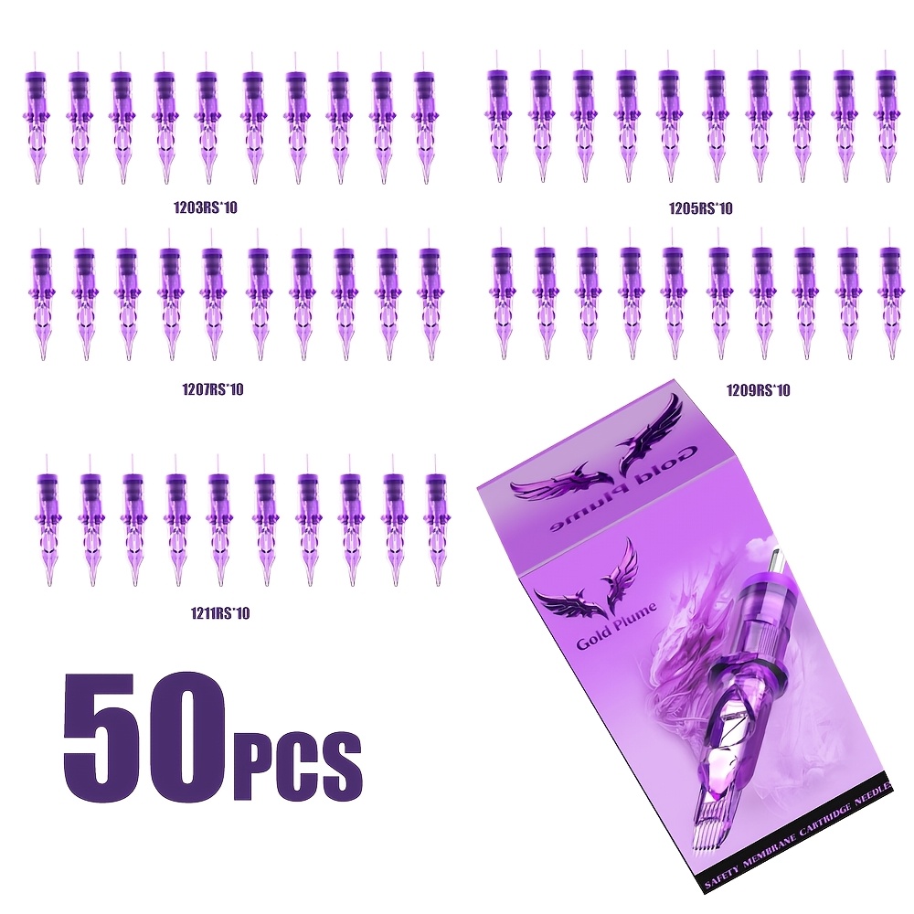 Image of Tattoo Needles 50 Mixed Sizes Disposable Needles, 1203rs, 1205rs, 1207rs, 1209rs, 1211rs 5 Models Mixed, Smooth Ink Flow, , Essential Tattoo Supplies For Tattoo Beginners And Professional .