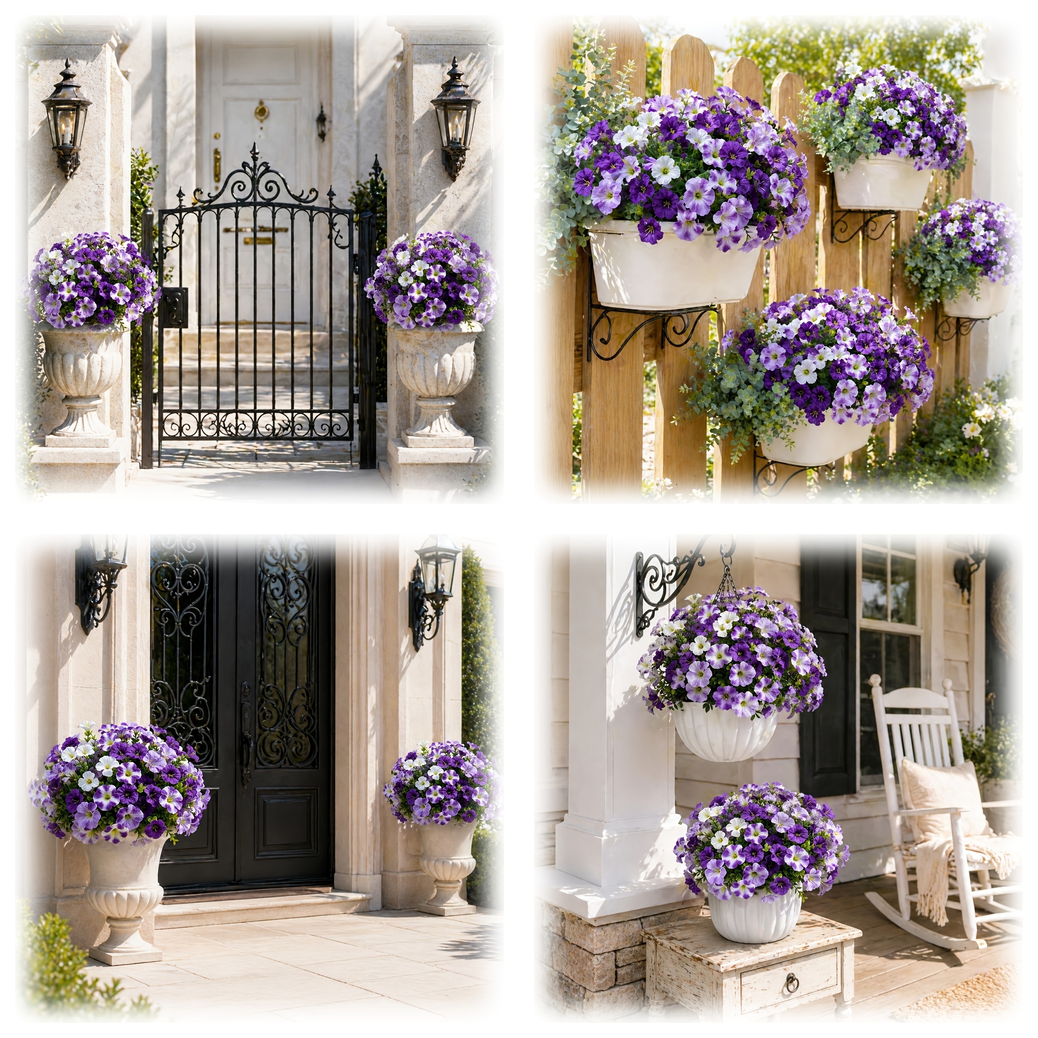 Image of 28pcs Outdoor Artificial Flower Decorations / Spring And Summer Faux Plant Decor / Uv-resistant Fade-proof Upgraded Flowers, Suitable For Outdoor Gardens, Planters, Hanging Baskets, Weddings