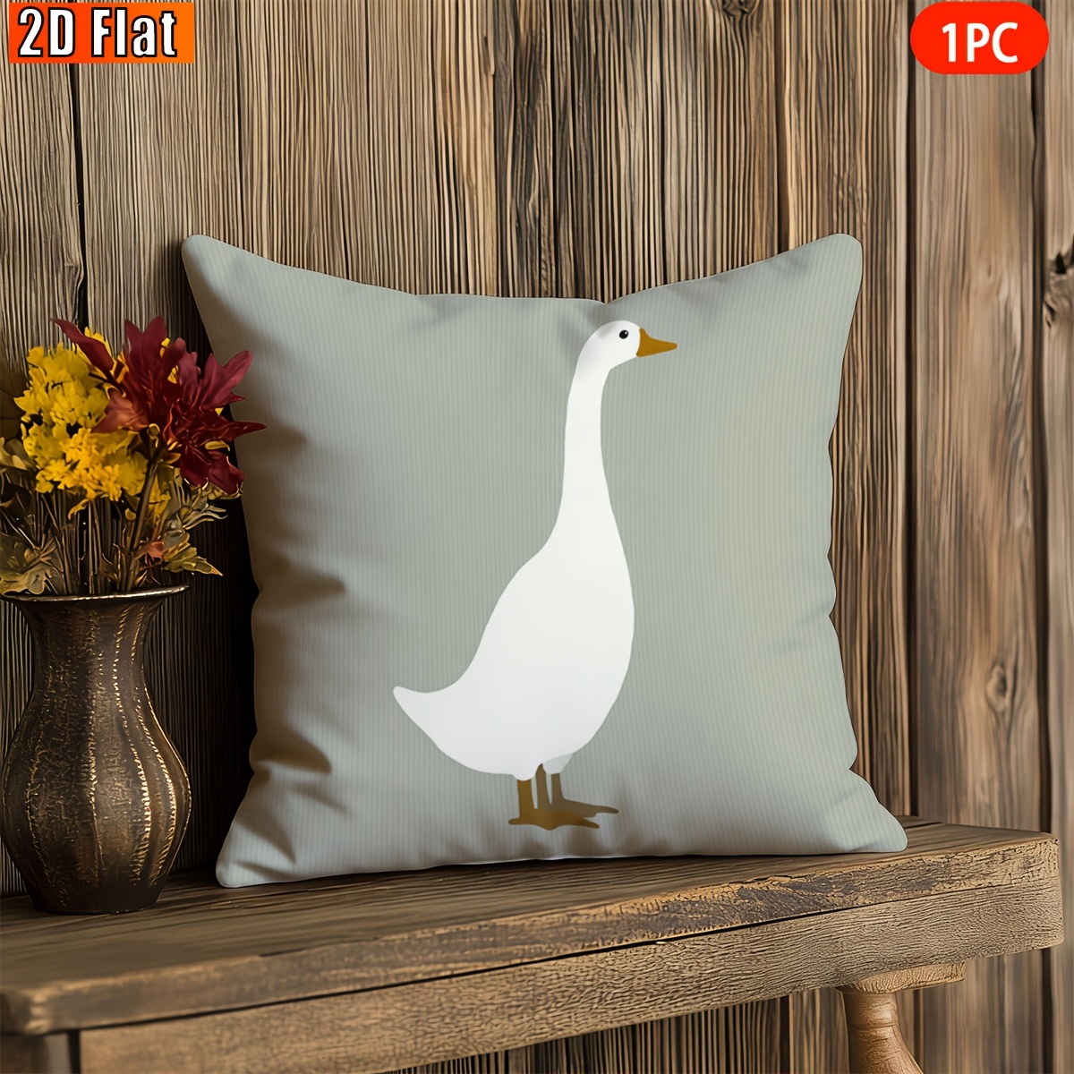 TEMU de cojín 2D, 1 pieza, de pie sobre , de almohada de felpa corta estampada, un , Decoración del hogar, Decoración , Relleno de almohada no