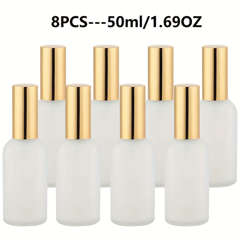 E-shop 8 Stück/4 Stück Mattierte Sprühflaschen, 30ml/50ml/100ml Transparente Glas Sprühflaschen mit goldenen Kappen, Geeignet zum Gießen von Pflanzen,