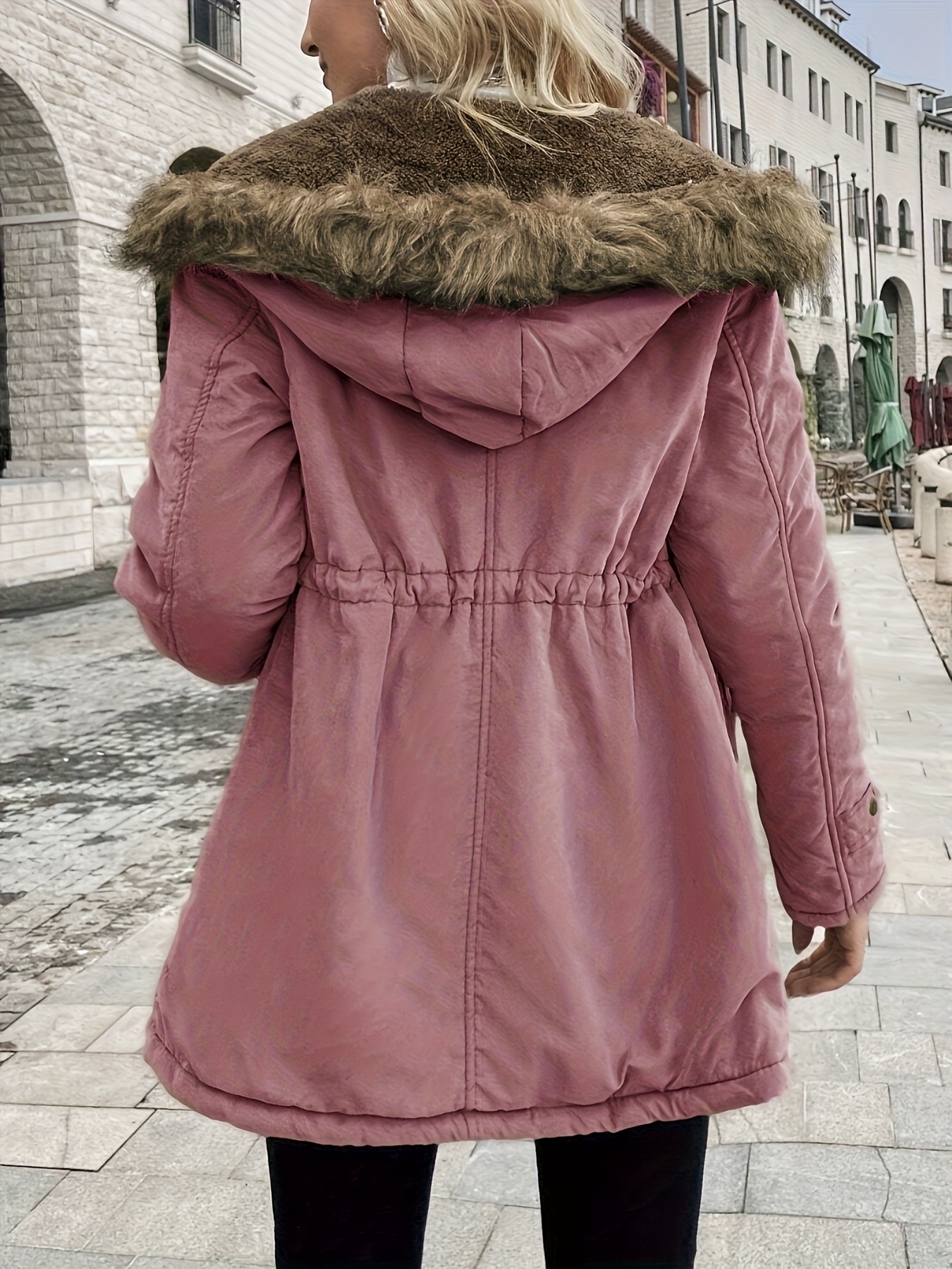 Veste d'hiver chaude à capuche pour femme - Manteau décontracté parka