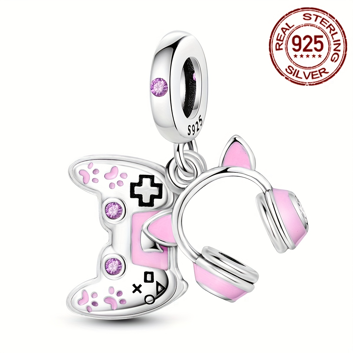 

1pc 925 Sterling Silver Gaming Controller & Headphones Charm Set, Elegant Women's Gift, For Diy Bracelet Jewelry Making