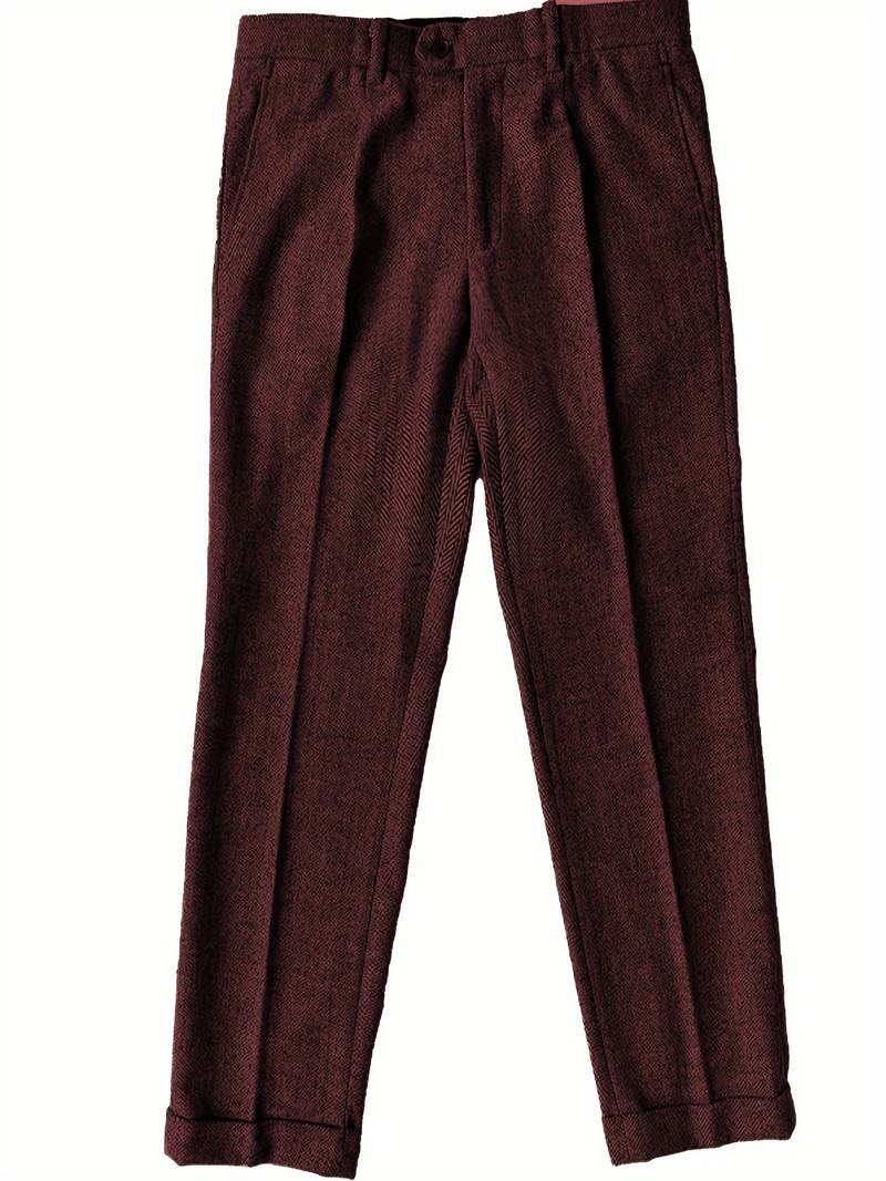 Mens Pants Wool Tweed Herringbone Vintage Dress Pant Troers