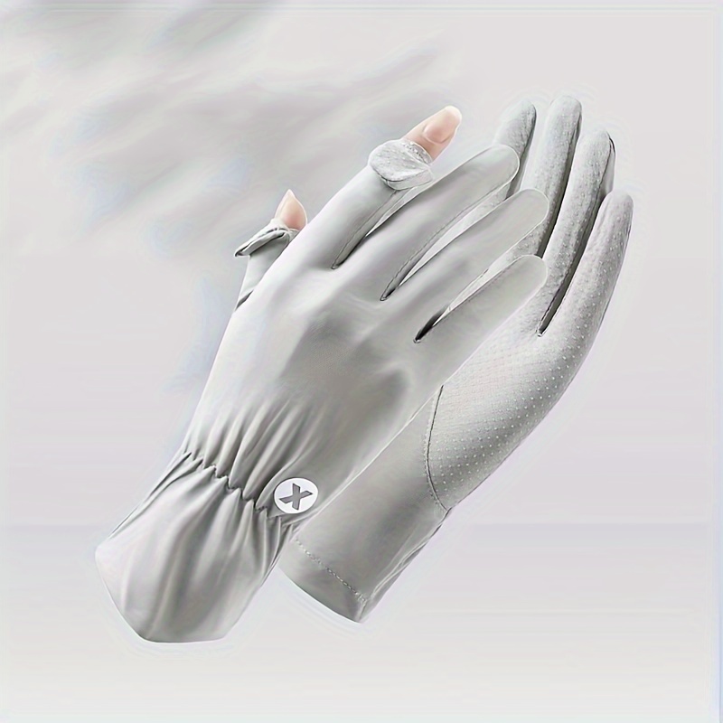 Verano Guantes De Sol De Color Sólido Guantes Cortos De Spandex Elásticos  De Estilo Simple Guantes De Protección UV Para Pesca Ciclismo