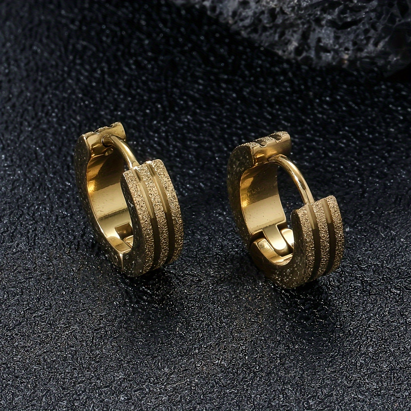18K Golden Plated Gunmetal Finish Stud Earrings