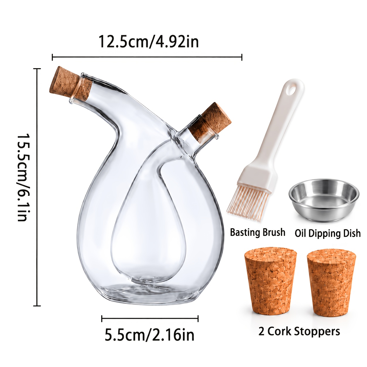 TEMU Glass Liquid Dispenser Featuring 3 Inner Liner Designs, Ideal For Separating Liquids. This Long-neck Glass Bottle Set Is Perfect For Olive Oil,