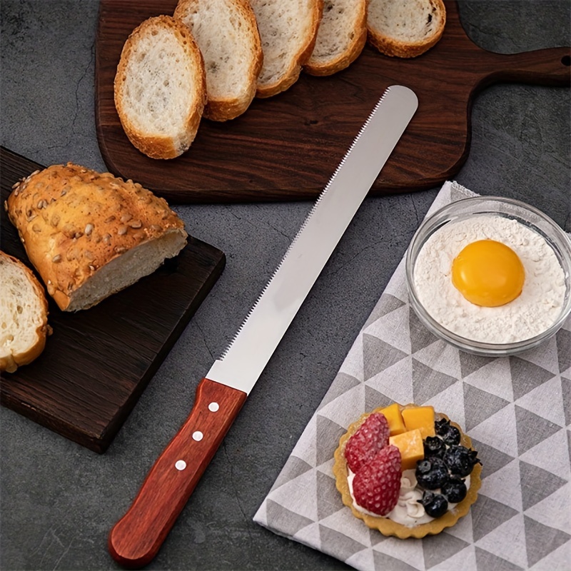 

Versatile Stainless Steel Knife Set - Bread, Cake, Toast & Steak Cutter With Wooden Handle - Perfect For Home & Restaurant Kitchens