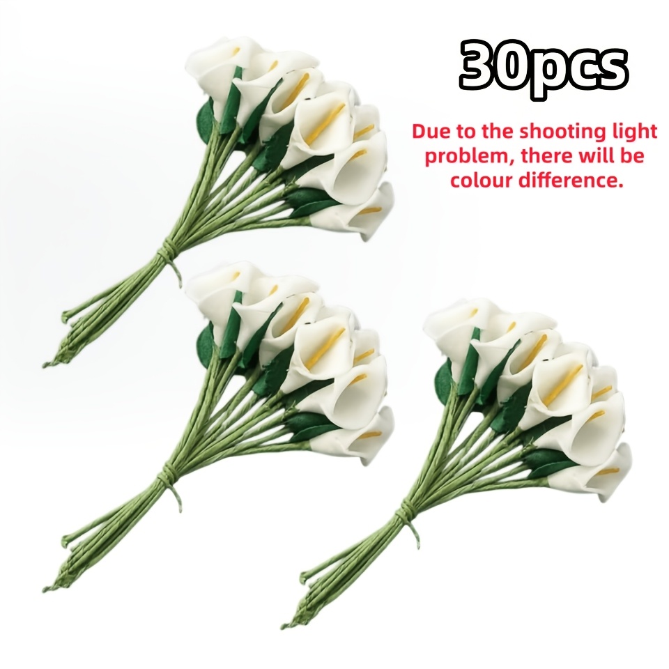 30pcs 3.94in Mini Artificial Calla Lily Handmade Garland Material, Suitable For Gift Party Decoration, Christmas Decor, Halloween Decor
