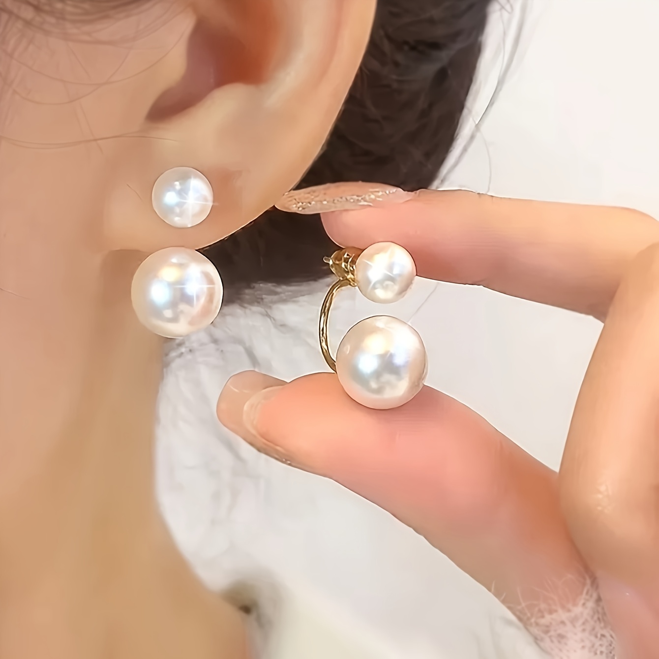 TEMU Pendientes elegantes, un par de pendientes elegantes de cuentas blancas | Perfectos para de y diversas ocasiones, un regalo para aniversarios, y