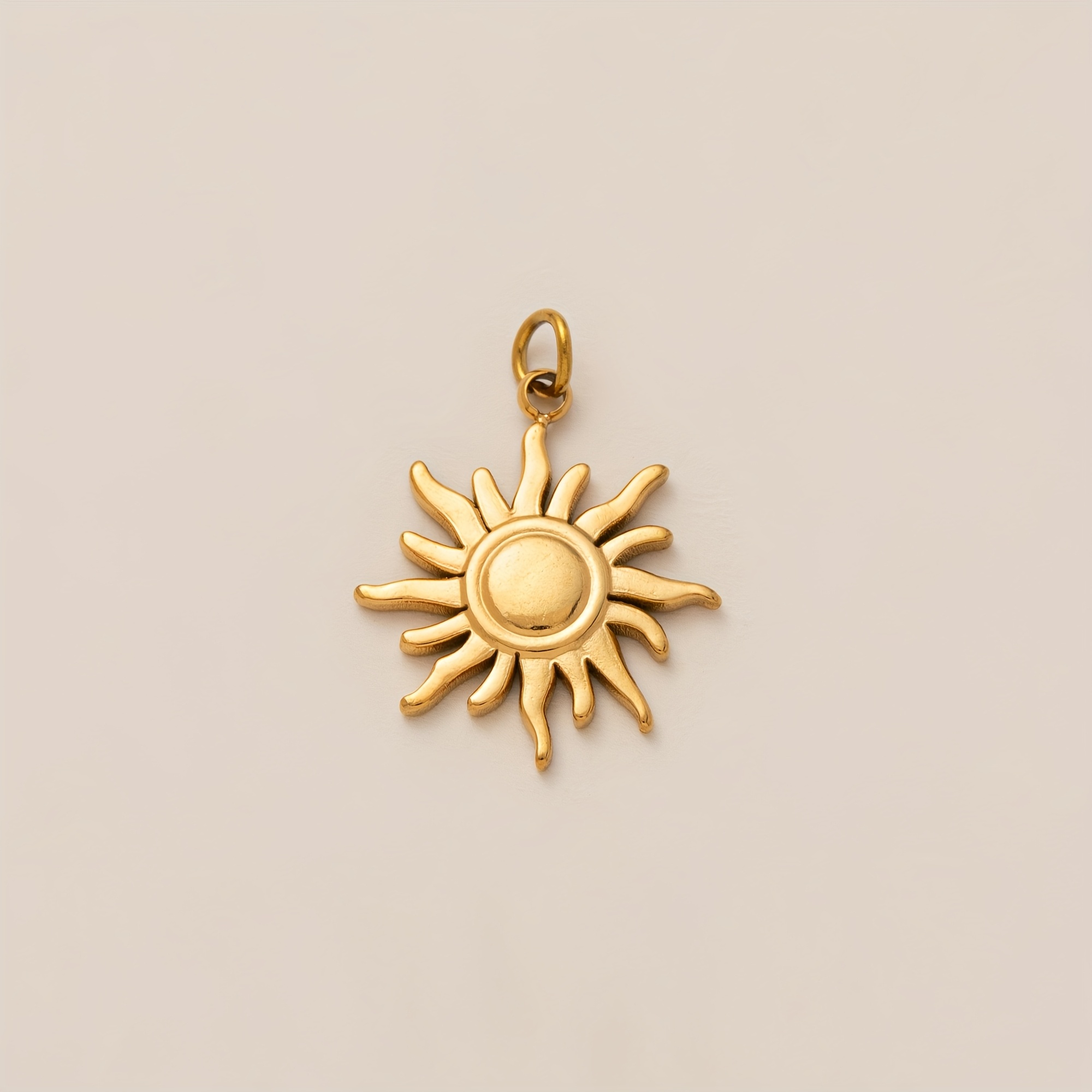 TEMU 1pc Bohemian Style Astronomical Symbol Pendant, Oval Sun, Inlaid With Synthetic Synthetic Synthetic Zircon, Suitable For Fashion Additions Of