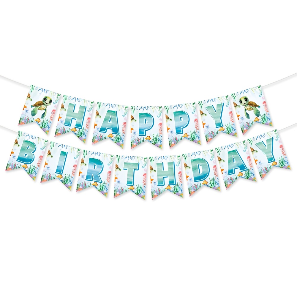Birthday Party Decoration Set With A Sea Turtle Theme, Featuring Banners And Spiral Decorations For Venue Setup Halloween Christmas