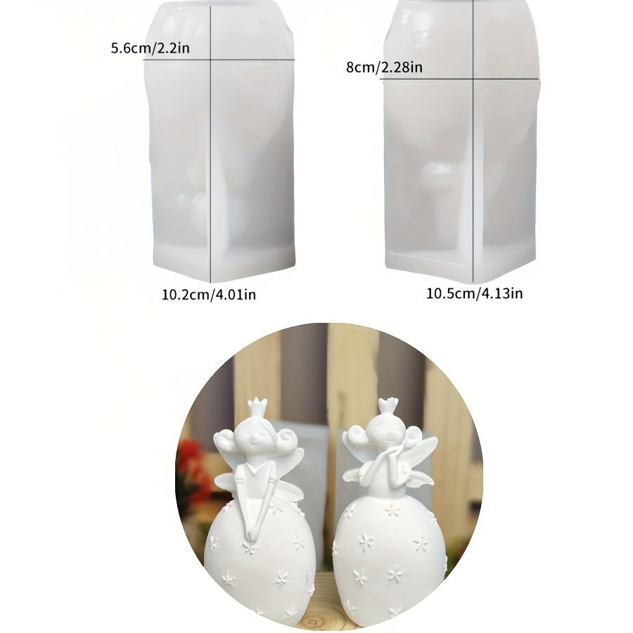 Image of Diy Resin Mold 2pcs Garden Fairy Tale Elf Plaster Mold With Wings And Crown, Elf Mold, Forest Candle Silicone Mold, Chin-resting Hand-shaking Plaster Ornament Mold