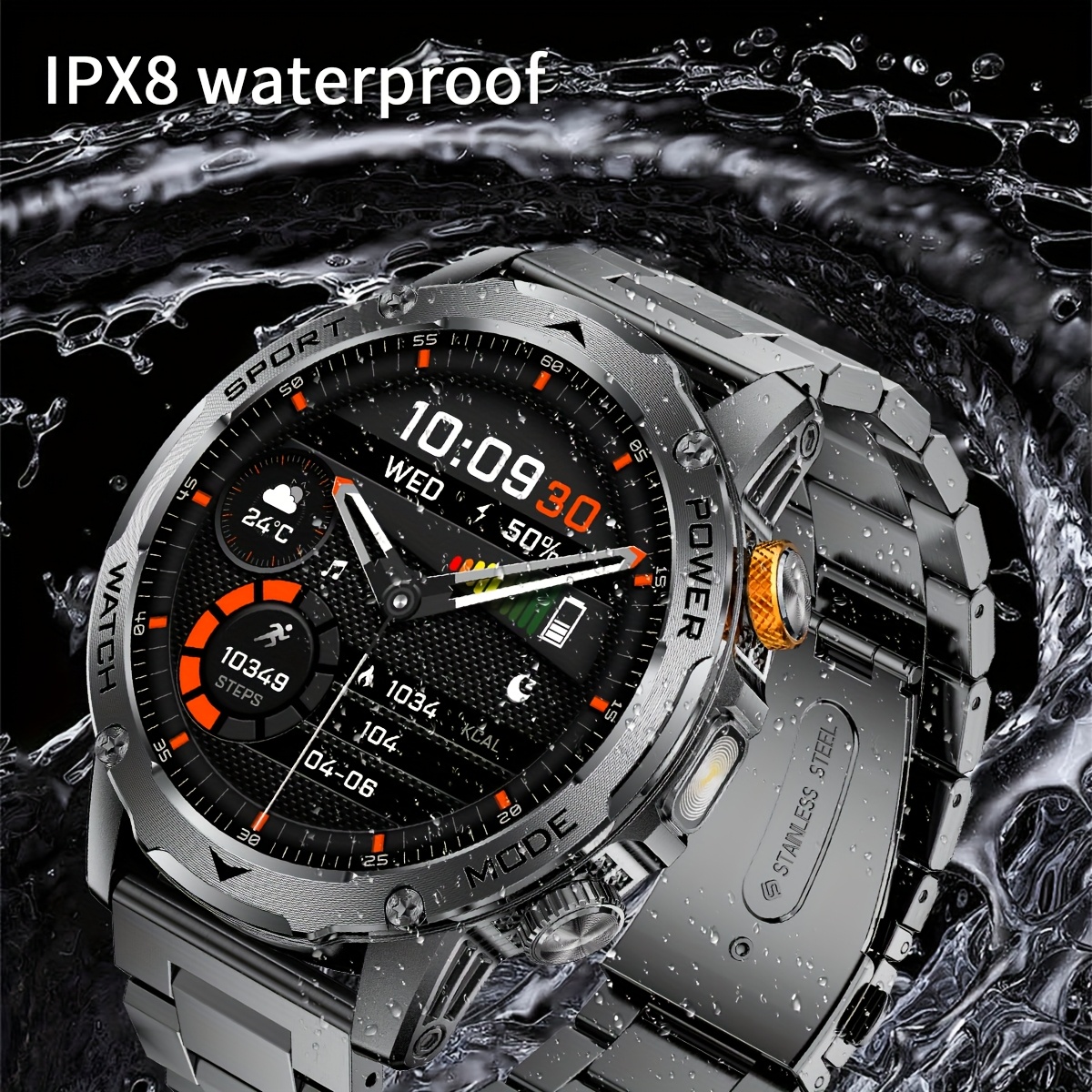 Montre Connectée Homme SIEMORL avec Plus de 50+ Jours d'Autonomie Ultra Longue Durée, Montre Intelligente HD de 4,45 cm avec Batterie de 1000 MAh/Fonction Téléphone/Plus de 110 Modes Sportifs/Surveillance du Sommeil, Montre Connectée Android IPhone Pédomètre 3 s Combinés avec Lampe de Poche