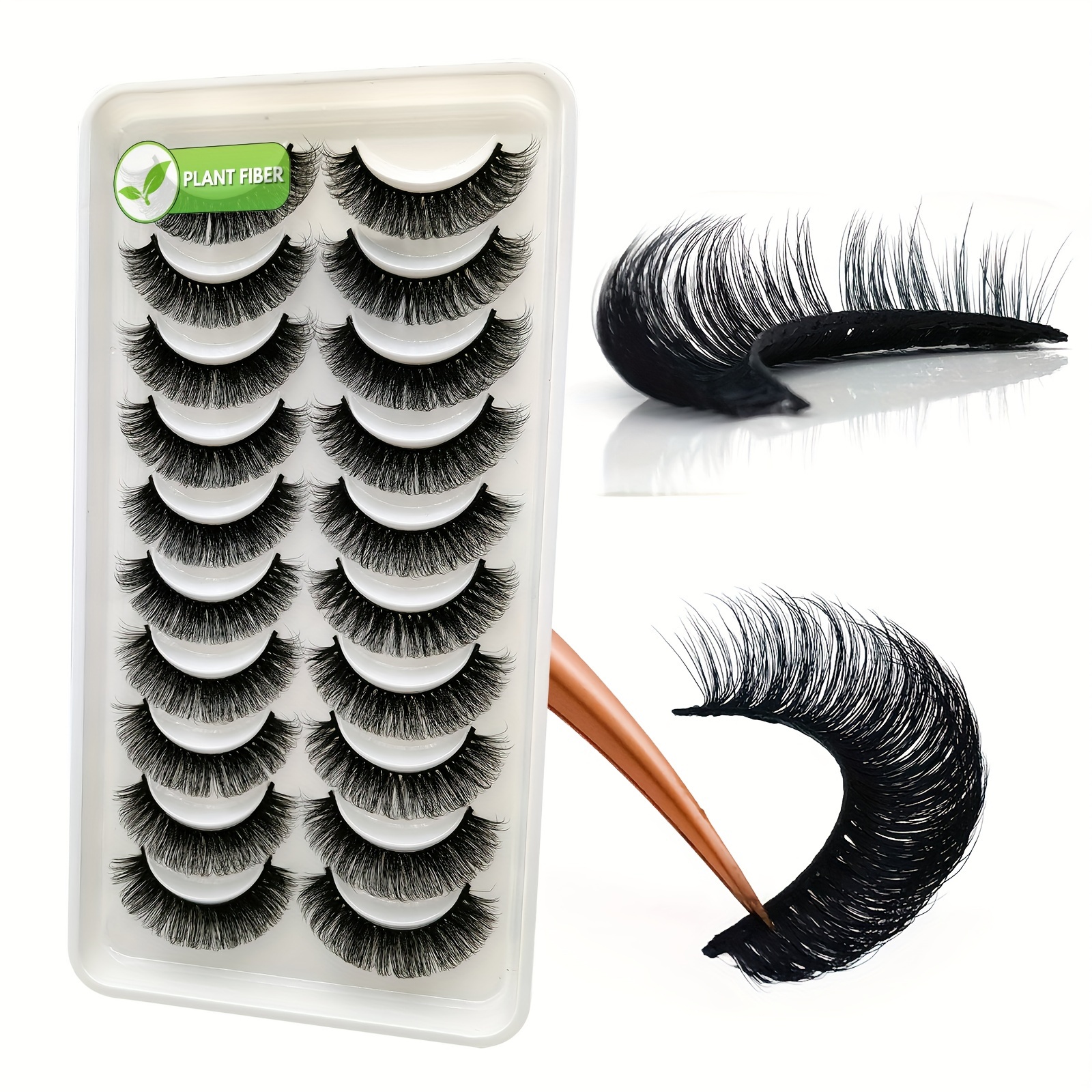 

10 Pairs, 3d Fiber Strip Eyelashes, D Type Curly Eyelash Strips, Natural False Eyelashes, False Eyelashes, D Type Curly Eyelash Strips, Natural Eyelashes, Mink Eyelashes