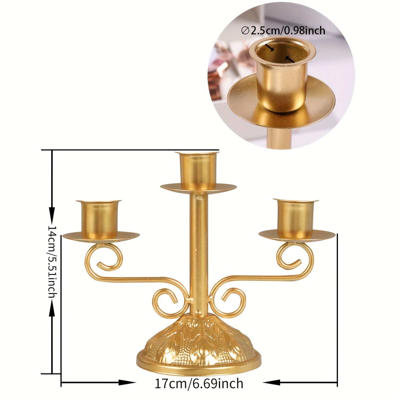 Image of Decorations For Ramadan And Eid - - Candle Holder Featuring Detailed Metal - Ideal For Gatherings, Weddings, And As A Gift - Finished In Golden Plating