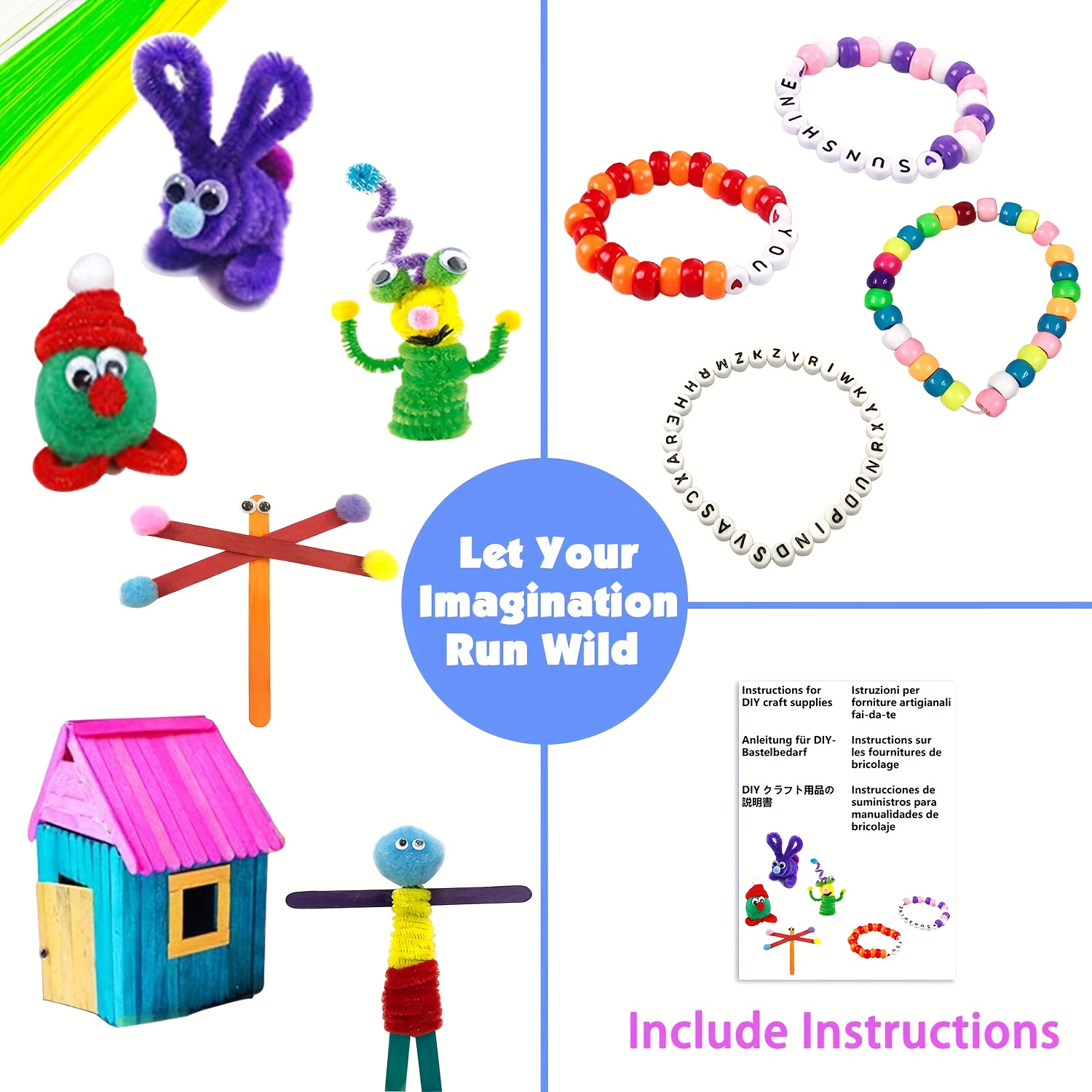 Kit De Manualidades De 3600+ Piezas Con Caja De Almacenamiento - Set Creativo Para Niños De 4 A 10 Años | Regalo De Cumpleaños Y Actividad Escolar