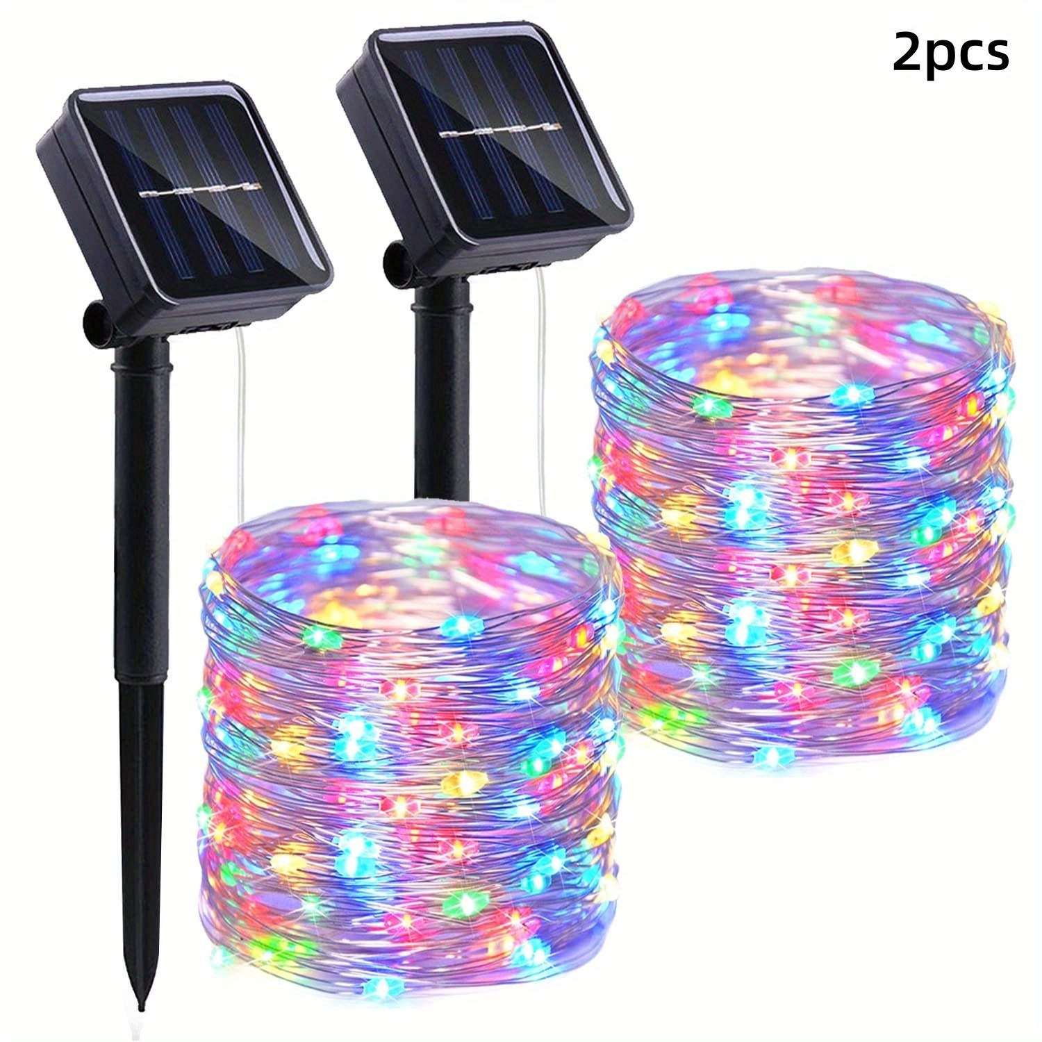 TEMU 2pcs 100 Led Solar Fairy Lights, Solar String Lights Outdoor, 8 Copper Wire Solar Twinkle Lights For Garden Wedding, Ip66