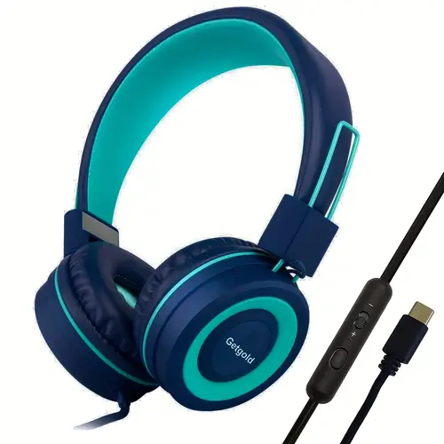 high quality weaving cord headphones with microphone type c plug stereo headphones for adjustable 85db 94db volume control foldable on ear headphone with microphone for usb c