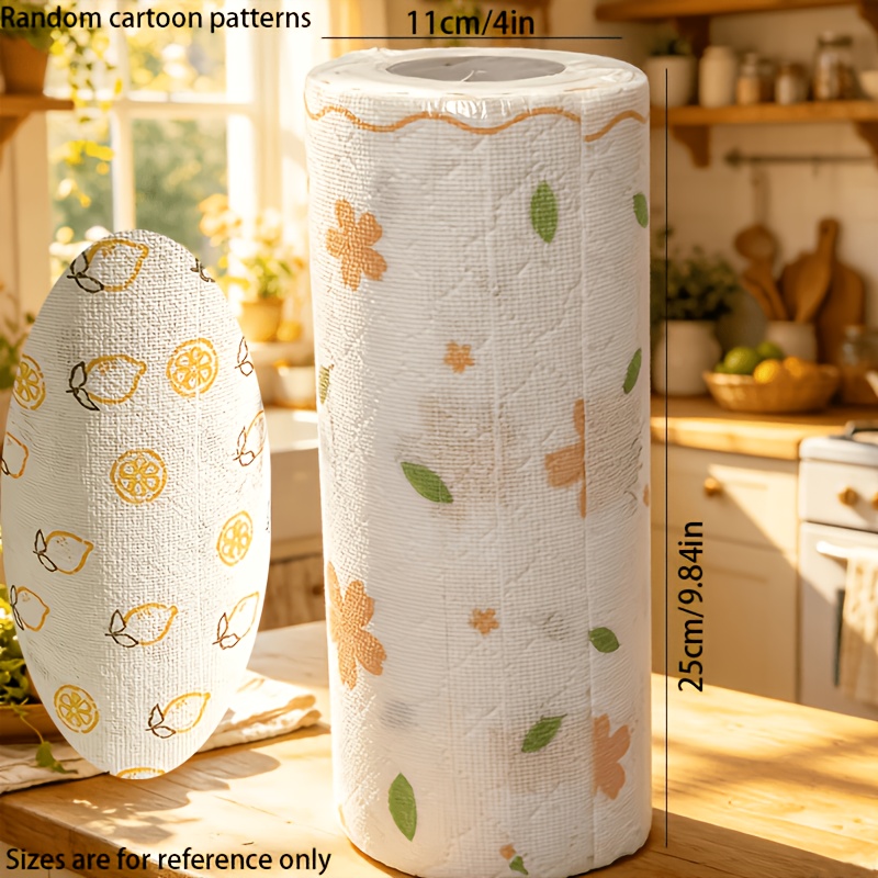 TEMU Roll 1 - Floral Pattern Paper Towels, Extra Large Capacity - Extra Wide And Thick Cleaning Cloths, Kitchen Towels, Cleaning Wipes, Outdoor