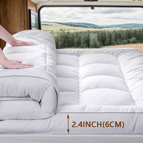 item picture rv mattress topper for trailer home quilted mattress pad plush quilted pad with 8 21 inch deep pockets plush breathable cover for bedroom guest bed truck van