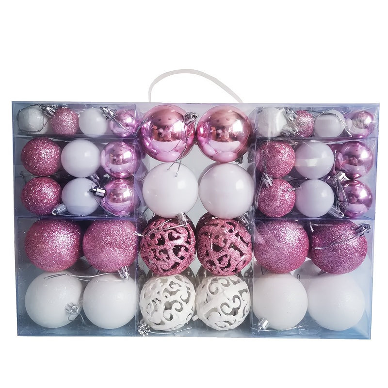 100-pack Christmas Balls Ornaments Set, Christmas Tree Ornament, Christmas Ball Decoration Hanging Tree Ornament Assortment Set Decor Holiday Wedding Party (pink)
