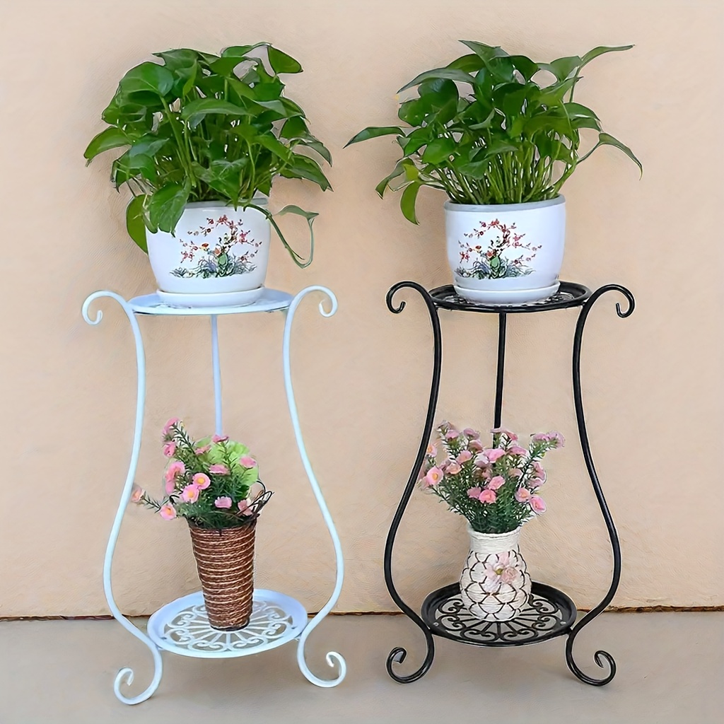 

Support De Fleurs À Double Couche, Pot De Fleur Minimaliste De Style Européen, Salon, Support De Plantes Au Sol Multicouche 1 Pièce