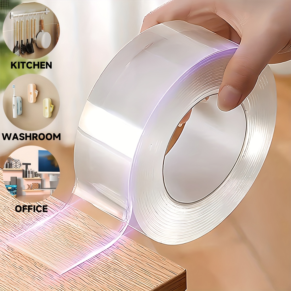 

2pcs 16ft Nano Tape, Reusable Super Adhesive, No-screw Mounting For Plastic, Fabric, Wood, Glass, Metal - Waterproof