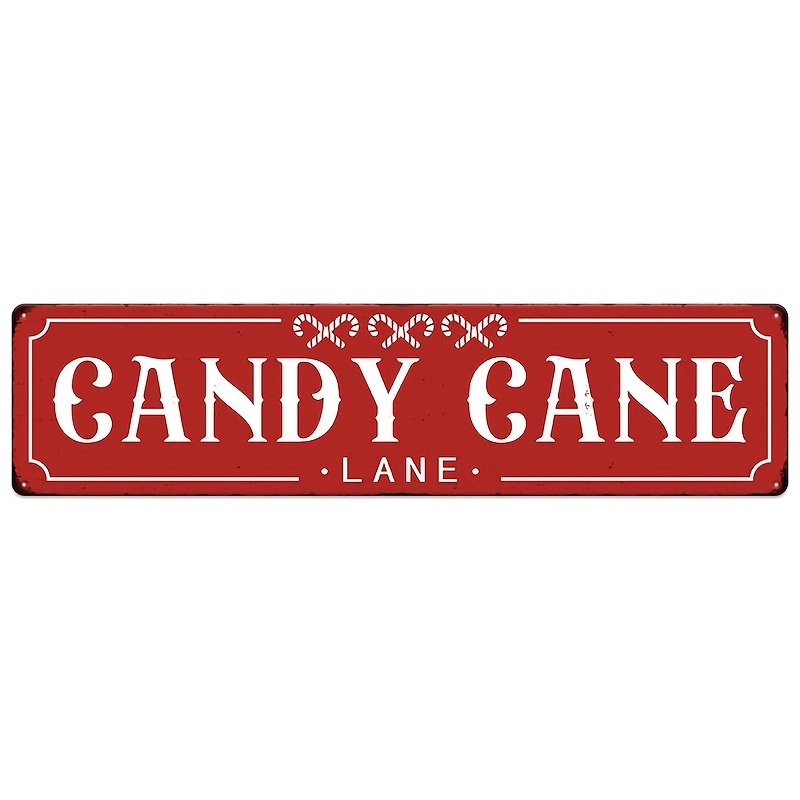 2d Flat - 16x4 Vintage Red Candy Cane Metal Sign In 2d Flat Design, Art Poster For Home, Kitchen, Patio, Yard, Office, Wall Decoration