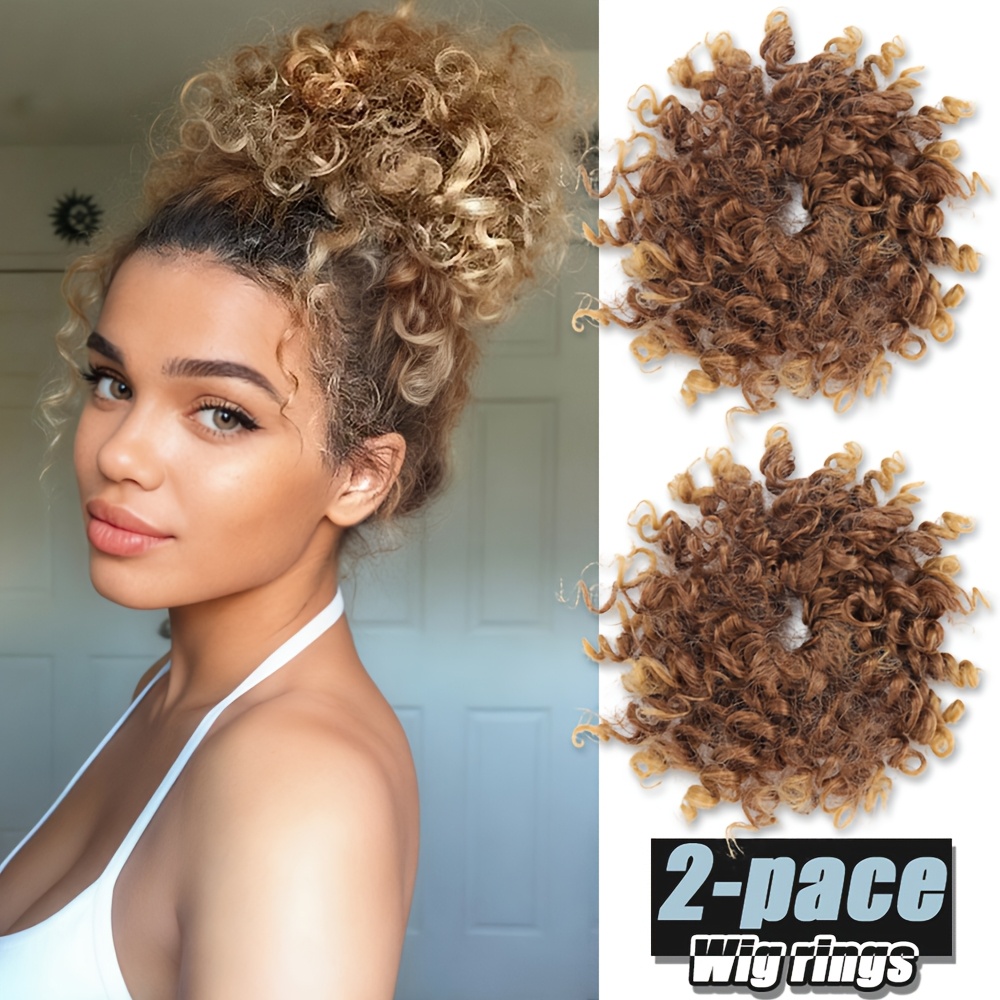 TEMU 2-pack Fluffy Spring Curly Ponytail Synthetic Fiber Wigs Suitable For Women' Wear