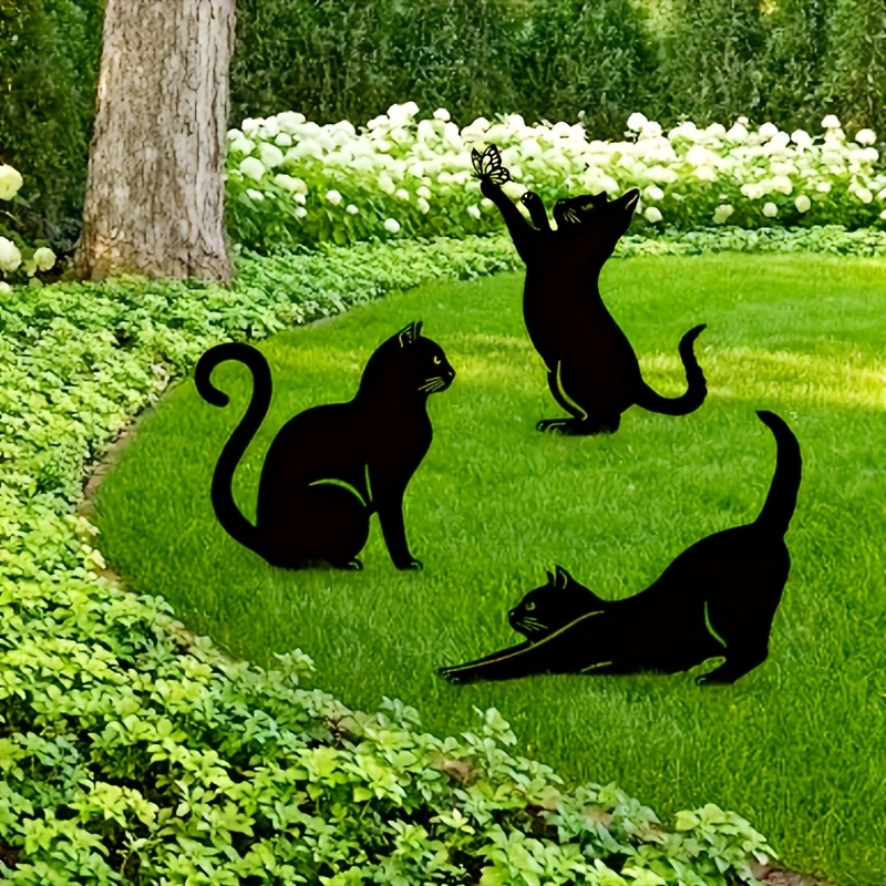 

Piquet De Jardin Chat Noir En Métal - Décoration Animale Extérieure Contemporaine Pour Maison Et Cour, Sans Pile