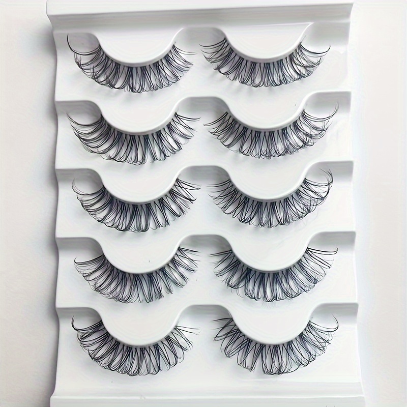 5 Pairs Of Fluffy And Curly Striped Eyelashes With Transparent Stems, And 8d Effect, Highlighting Your Self