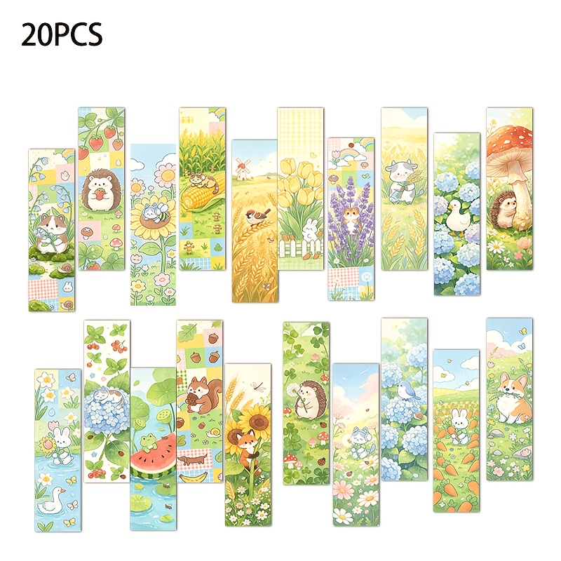 TEMU 20pcs, Cute Cottagecore Animal Bookmarks, Exquisite Reading Stationery Additions, Scrapbook Decoration, Journal Stickers, Gift Greeting Cards,