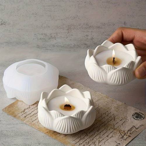 item picture resin casting molds of lotus candle holder plaster mold creative handmade crafts suitable for home decoration ornaments plaster cement resin silicone molds