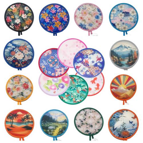 6pcs round foldable fans portable unisex ideal for outdoor parties festivals beach weddings great summer gift