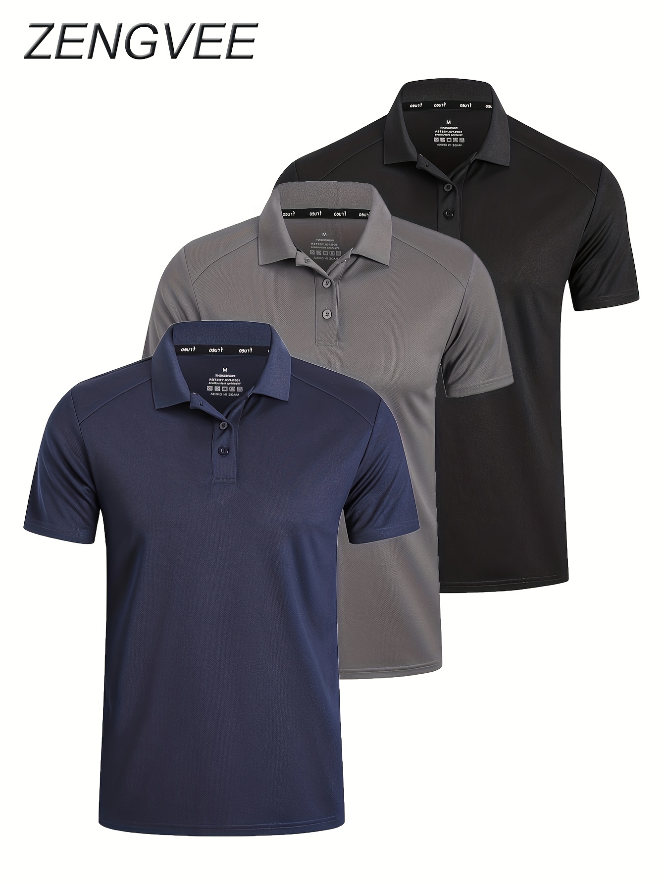 3pcs *'S Golf Shirts Casual Short Sleeve Athletic Solid Color,  Moisture-Wicking, Button-Up with Collar, Regular Fit for Golf, Tees  Outdoor