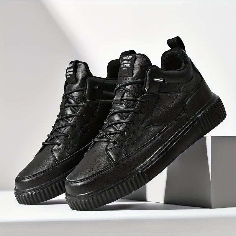 Men's Trendy Solid Skate Shoes, Comfy Non Slip Casual Street Style Sneakers For Men's Outdoor Activities