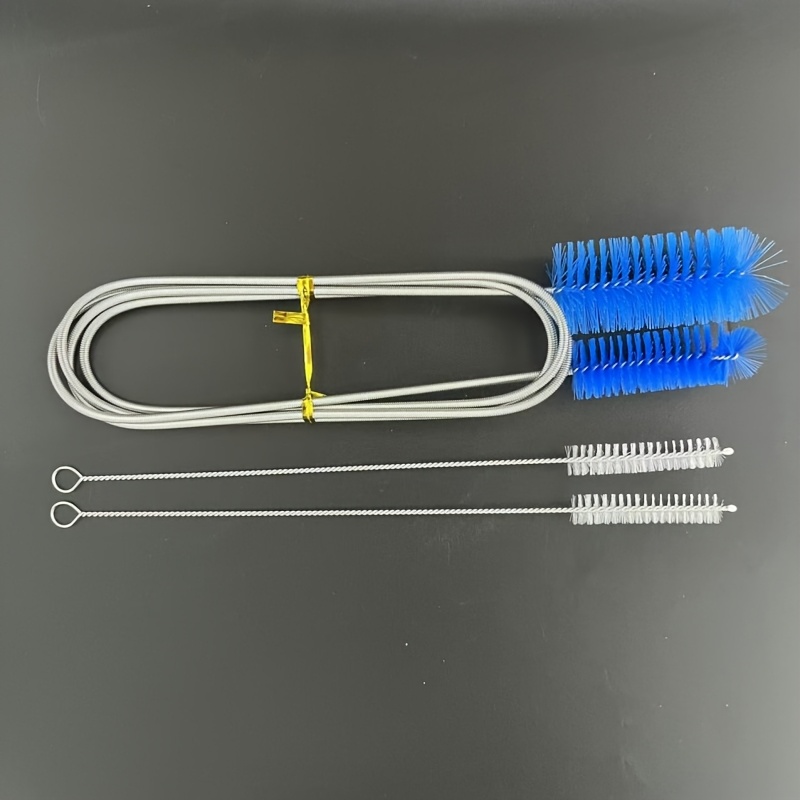 Image of Set Of 3 Nylon Cleaning Brushes Made Of 304 Stainless Steel, Ideal For Cleaning Straws, Aquariums, Pipes, Cups, Teapots, Keyboards, And More
