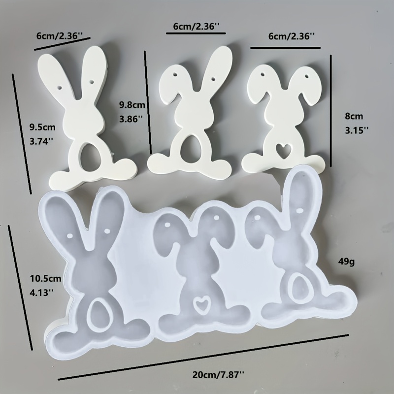 Resin Silicone Mold Easter Triple Rabbit Tag Home Desktop Atmosphere Decoration Festival Gift Resin Gypsum Candle Handicraft Gift Silicone Mold Diy Enthusiast Casting Mold For Gift Making