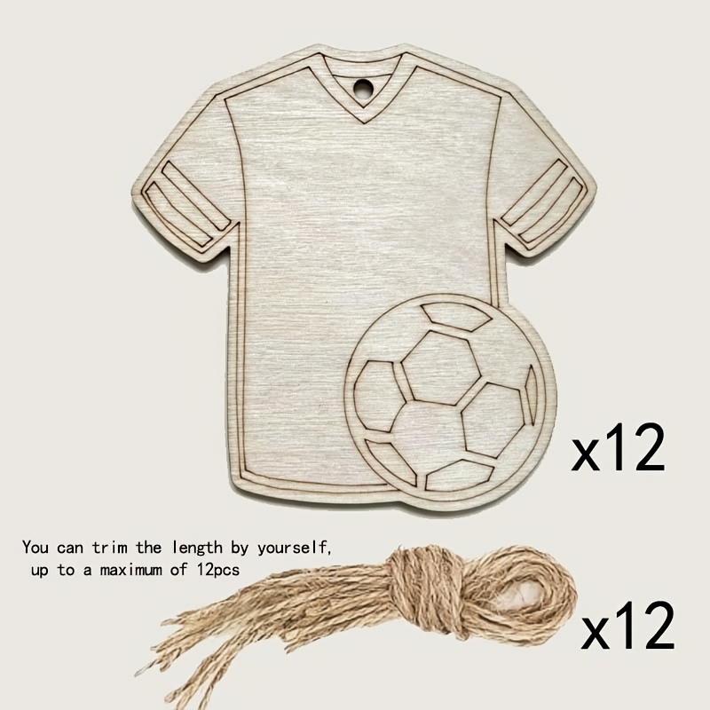 TEMU Wooden Jersey And Soccer Hanging Ornaments, Unpainted Wood For Painting And Graffiti, Gift Tags And Sports Party Decorations, Gift Tags With